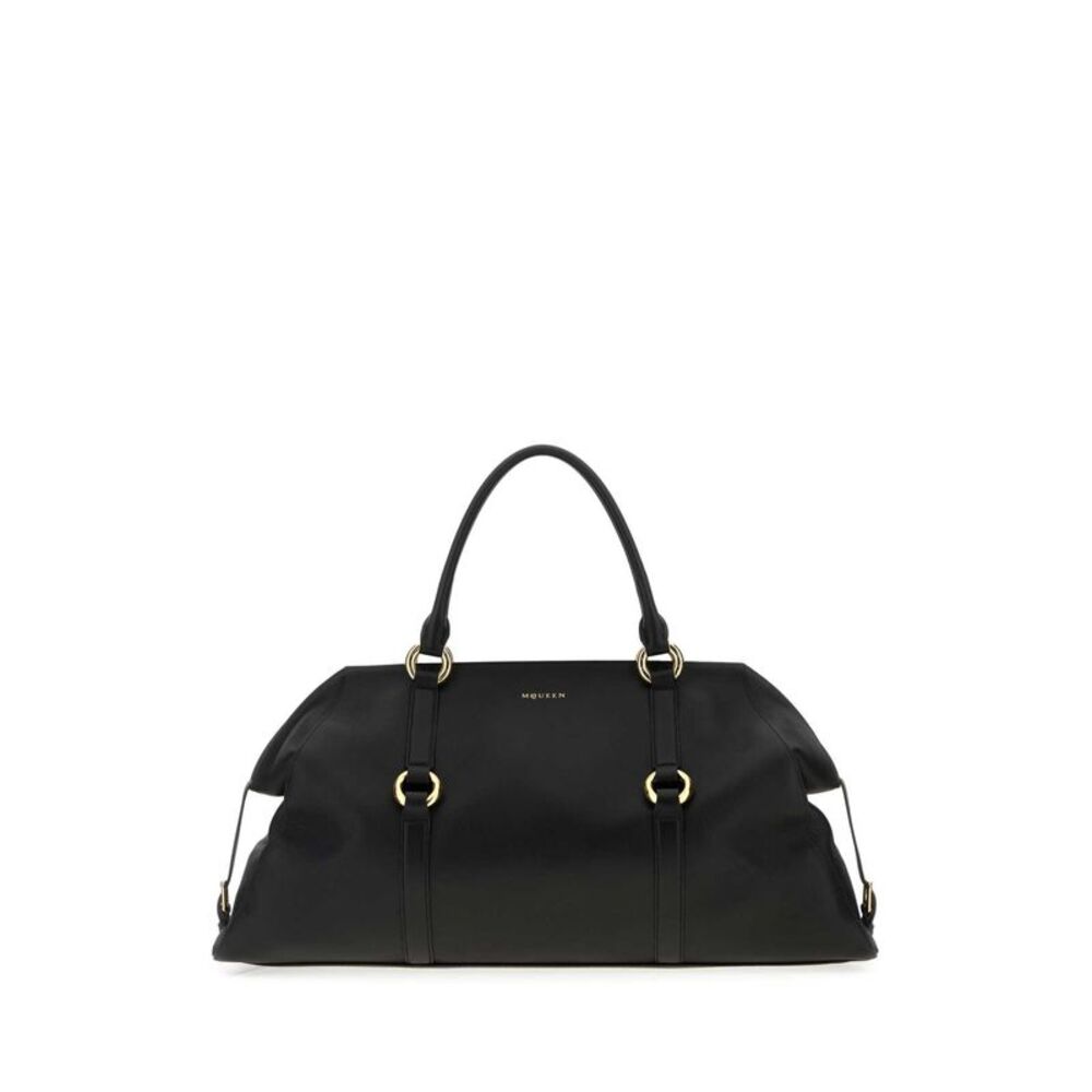 Alexander Mcqueen Men Black Leather Farringdon Maxi Handbag